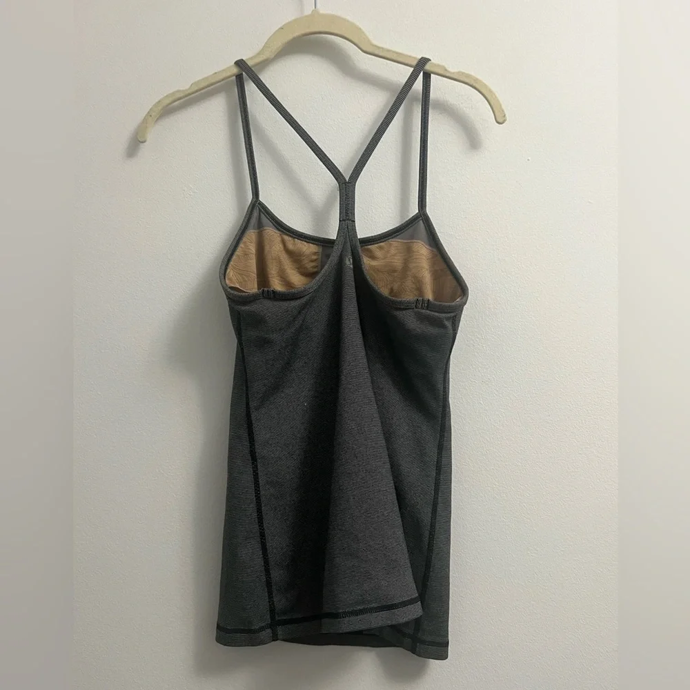 Lululemon Power Y Tank - Black Wee Stripe - Size 4